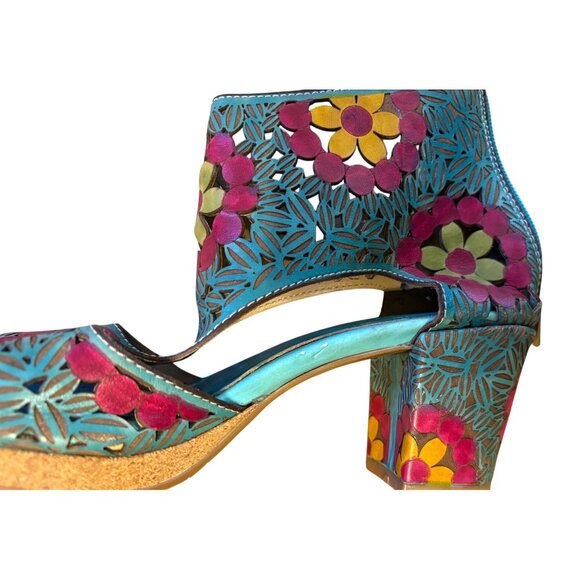 $160 Spring Step L’Artiste 41 9.5 10 Sandals Cutout Bootie Kenzee Shoes Blue - Picture 7 of 10